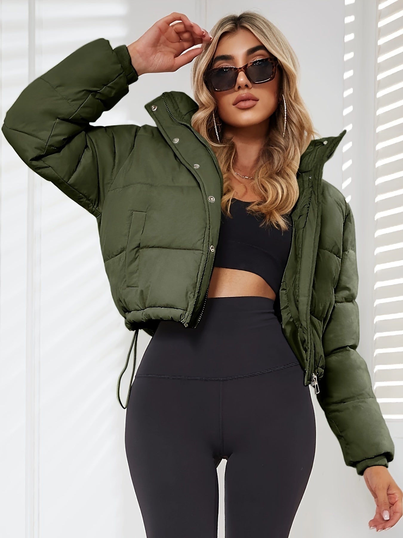 Luvo | Veste de Mi-Saison Courte pour Femme avec Capuche