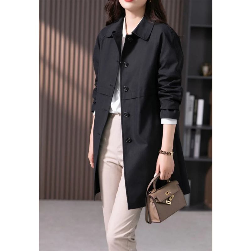 Luvo | Trench-Coat Court à Bouton Unique pour Femme
