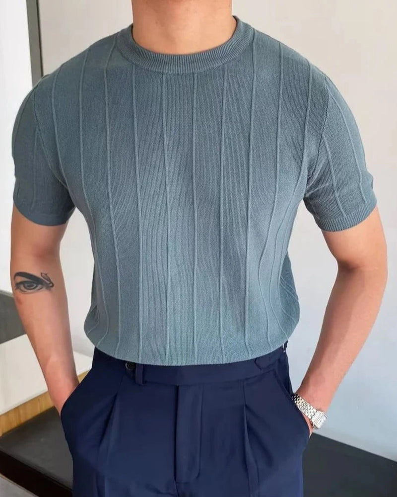 Luvo | T-shirt Côtelé pour Homme – Style Décontracté & Confort Respirant