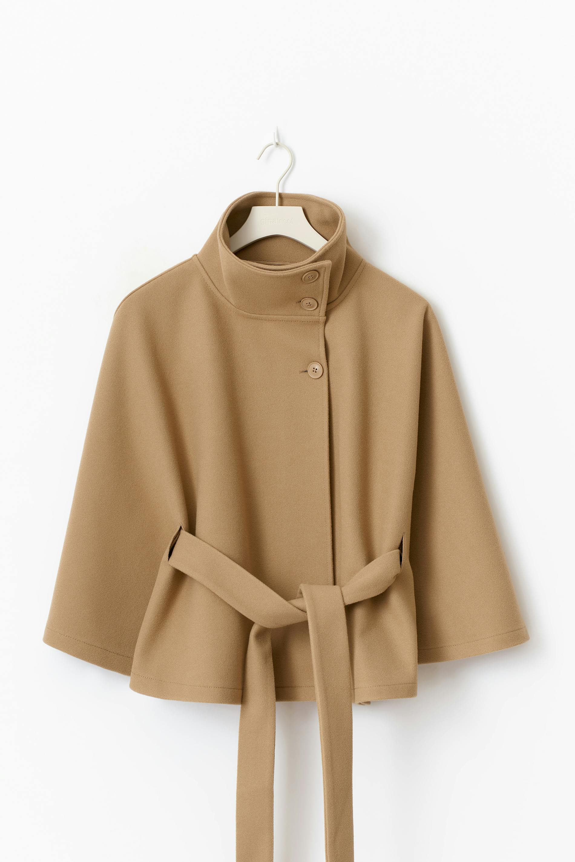Luvo | Manteau pour Femme avec Manches Cape, Col Haut et Ceinture