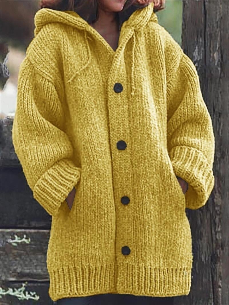 Luvo | Gilet Long en Maille pour Femme avec Capuche
