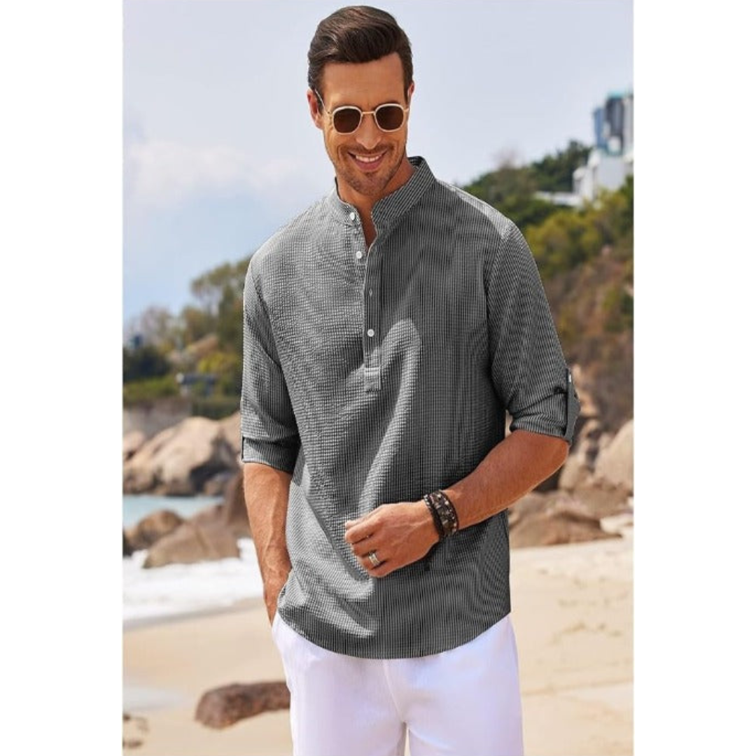 Luvo | Chemise d'Été pour Homme à Col Montant