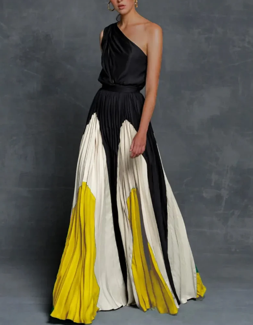 Luvo | Robe Longue Asymétrique – Élégance à Épaule Dénudée