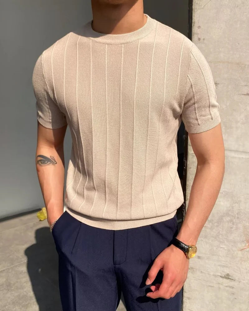 Luvo | T-shirt Côtelé pour Homme – Style Décontracté & Confort Respirant