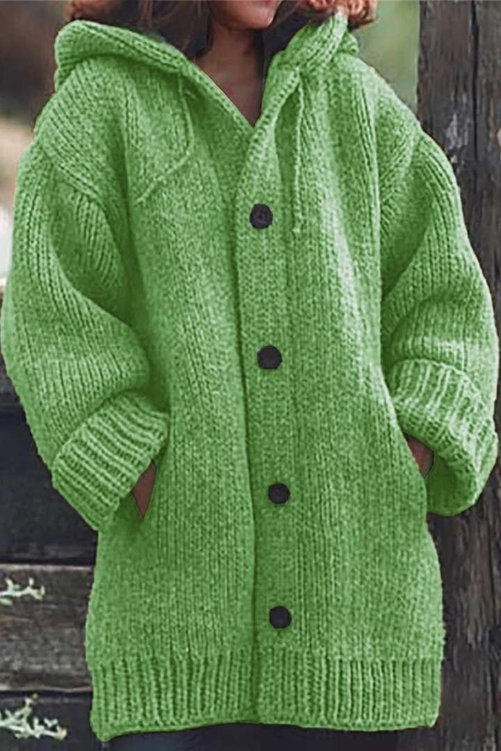 Luvo | Gilet Long en Maille pour Femme avec Capuche
