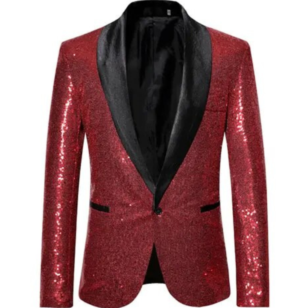 Luvo | Veste Blazer pour Homme à Paillettes – Coupe Slim Style Smoking pour Occasions Festives