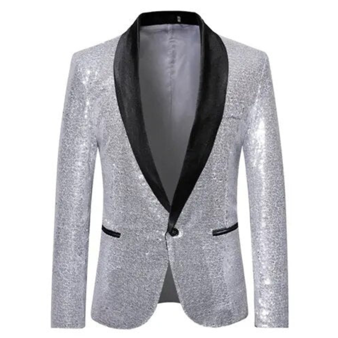 Luvo | Veste Blazer pour Homme à Paillettes – Coupe Slim Style Smoking pour Occasions Festives