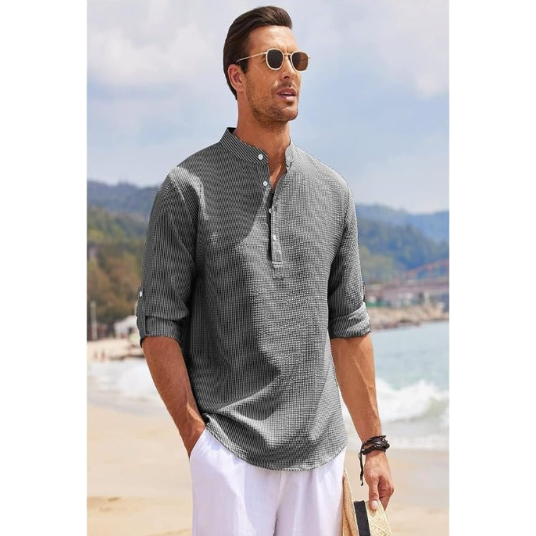 Luvo | Chemise d'Été pour Homme à Col Montant