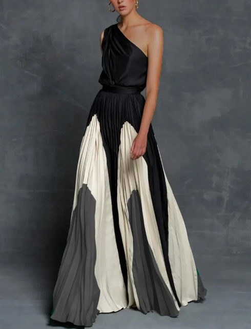 Luvo | Robe Longue Asymétrique – Élégance à Épaule Dénudée