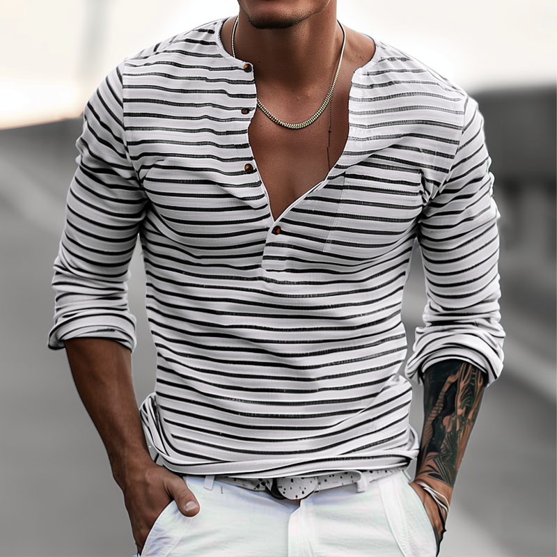 Luvo | Chemise à Rayures avec Col et Manches Longues