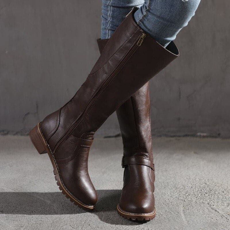Luvo | Bottes Hautes pour Femme – Avec Talon Bloc et Bout Rond