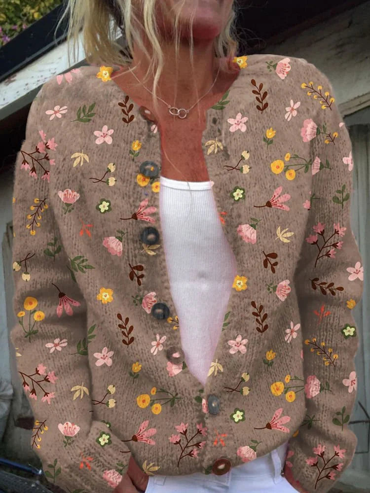 Gilet pour femme à motif floral | Col rond