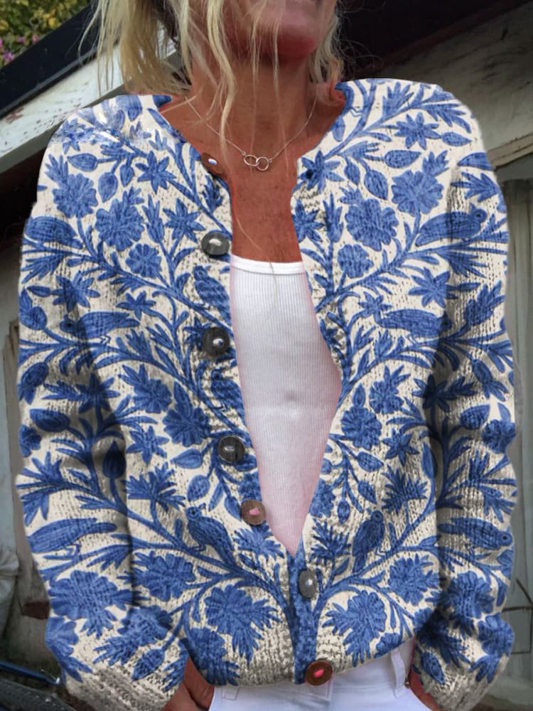 Gilet pour femme à motif floral | Col rond