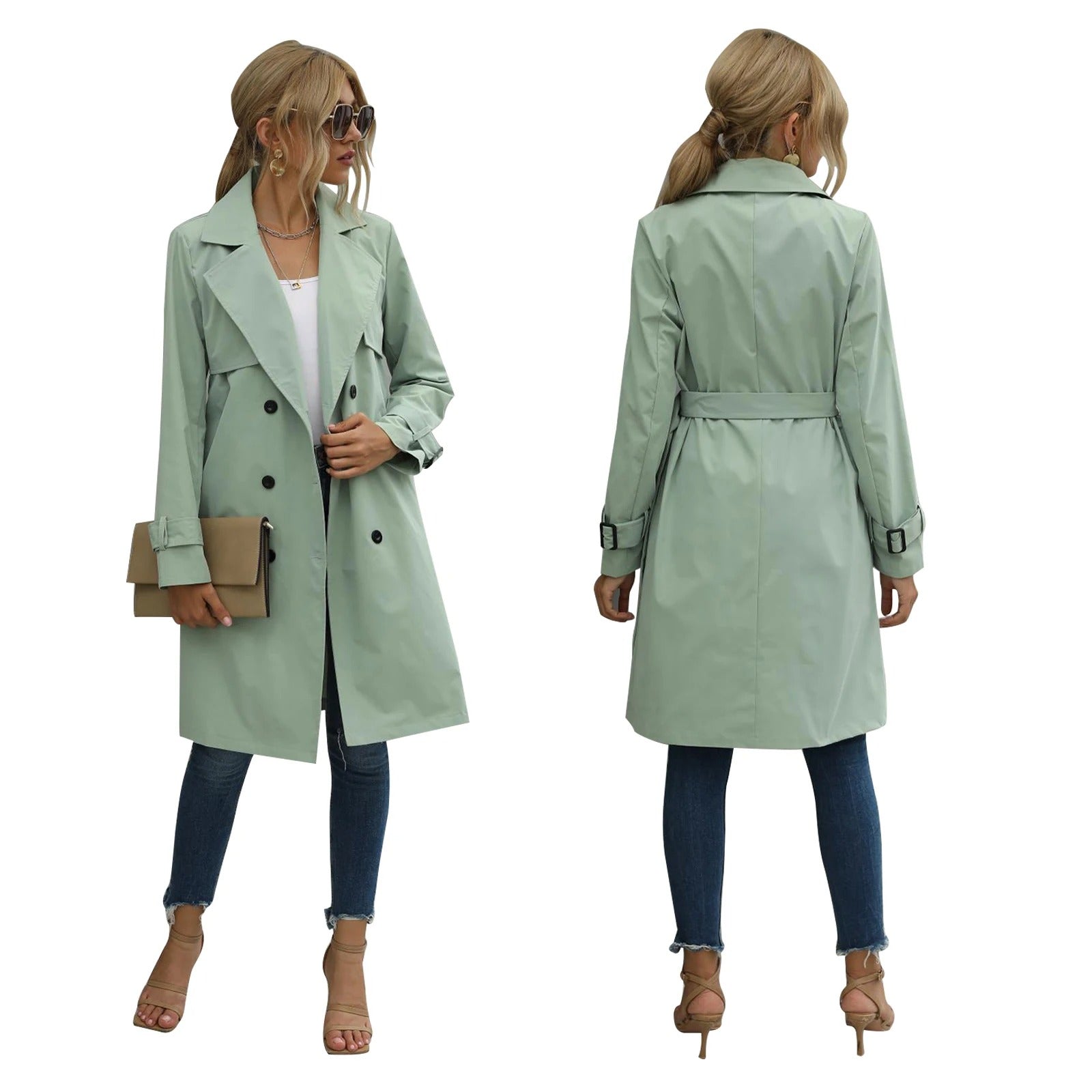 Luvo | Manteau Trench mi-long pour femme - Style décontracté