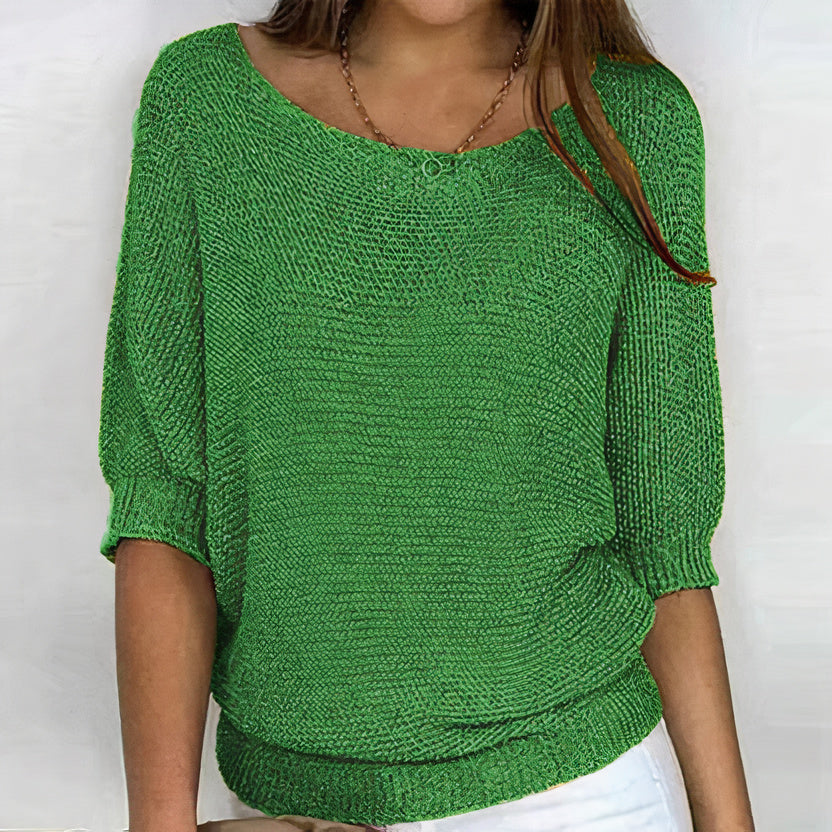 Luvo | Pull en Maille pour Femme à Manches 3/4 – Col Rond