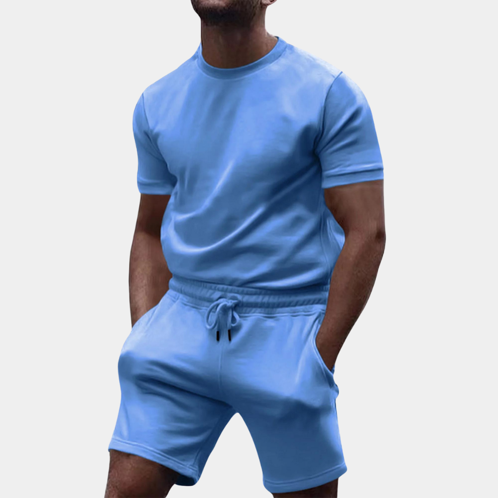 Luvo | Tenue d'Été Décontractée pour Homme – Polo Uni et Short Assorti