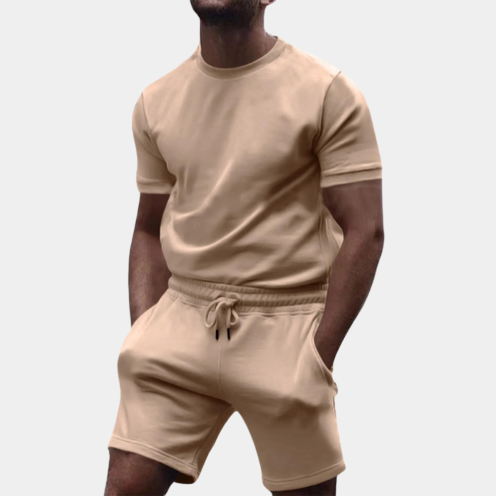 Luvo | Tenue d'Été Décontractée pour Homme – Polo Uni et Short Assorti
