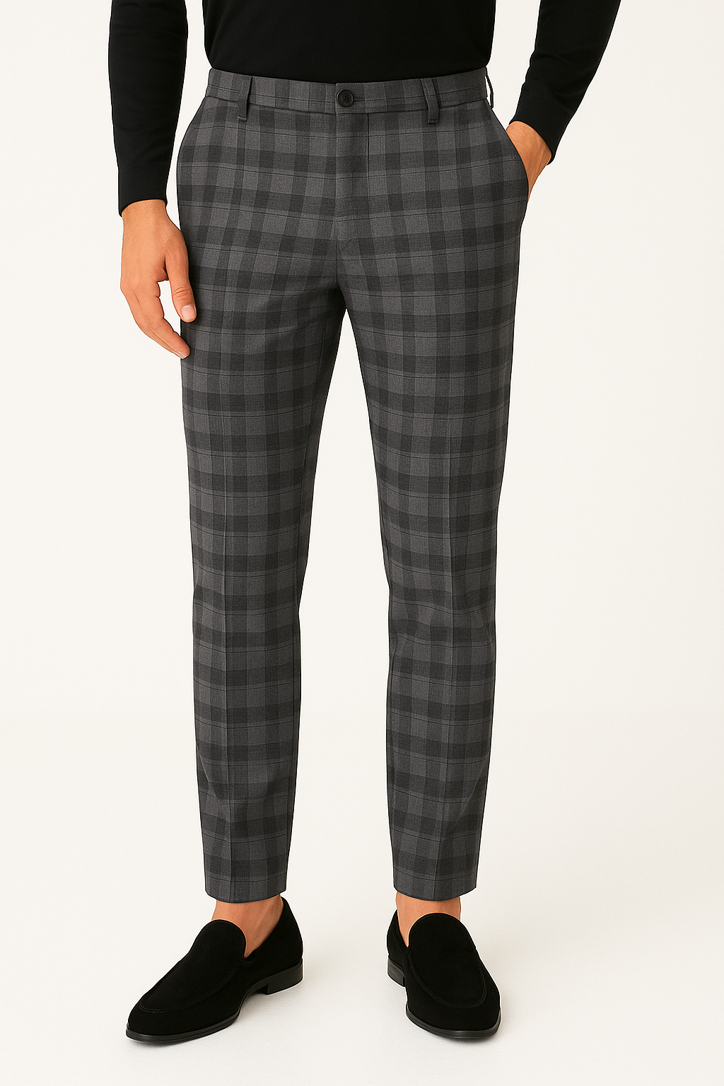Luvo | Pantalon Homme Slim Fit à Carreaux avec Tissu Stretch