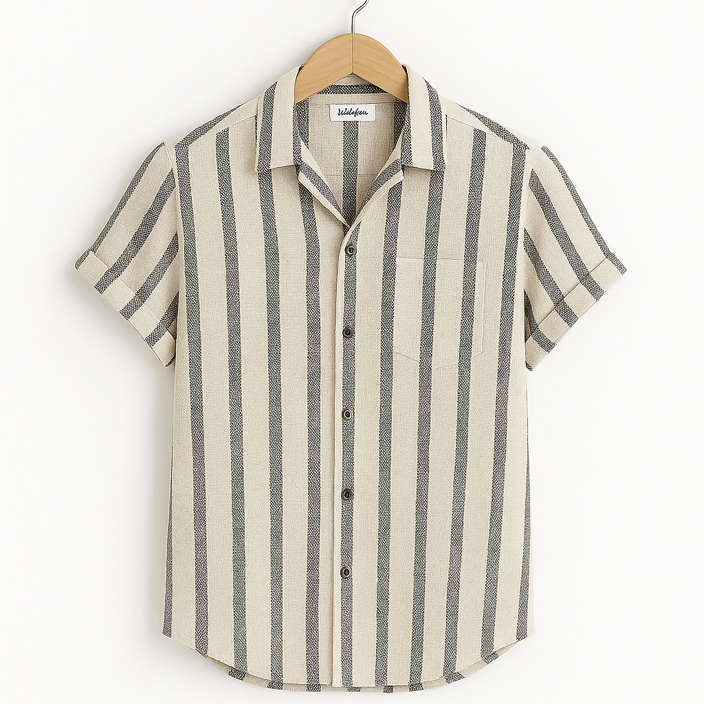 Luvo | Chemise en Lin Rayée pour Homme – Manches Courtes
