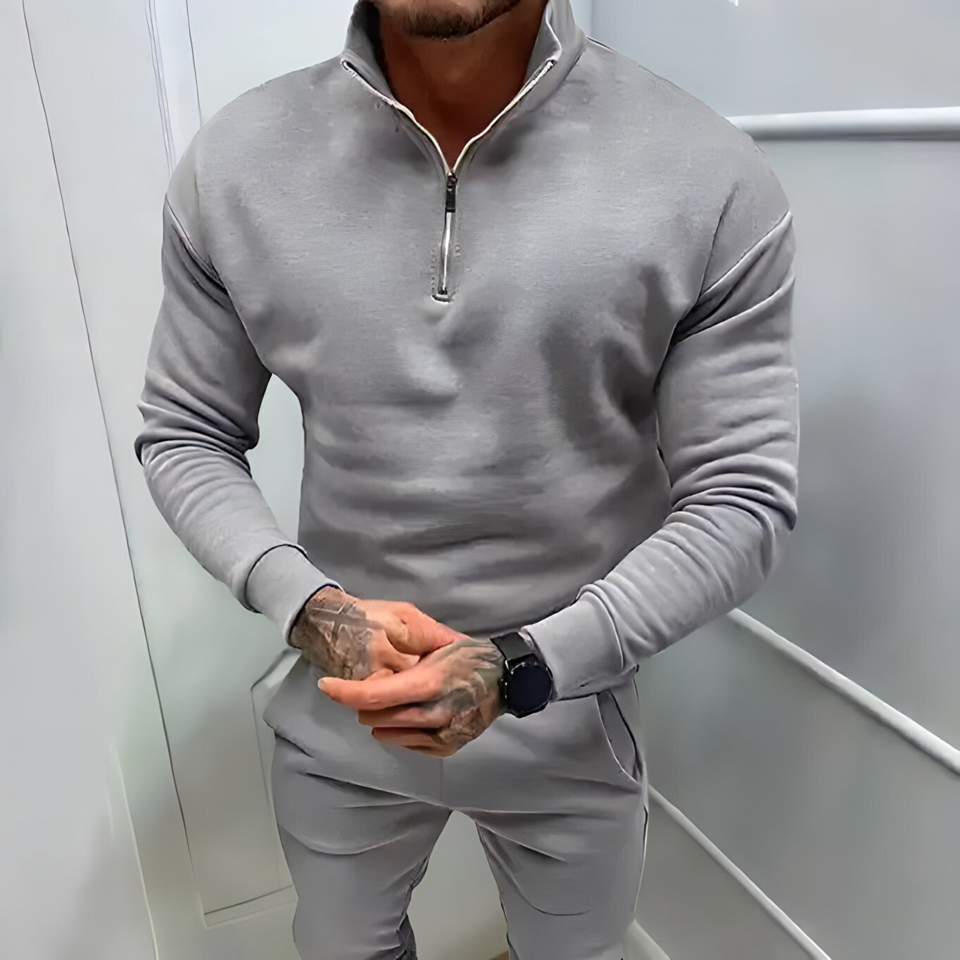 Luvo | Pull zippé ajusté pour homme