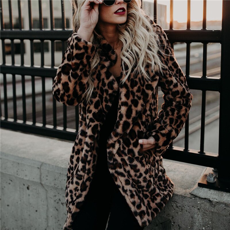 Luvo | Women's Winter Coat – With Leopard Print and Long Sleeves