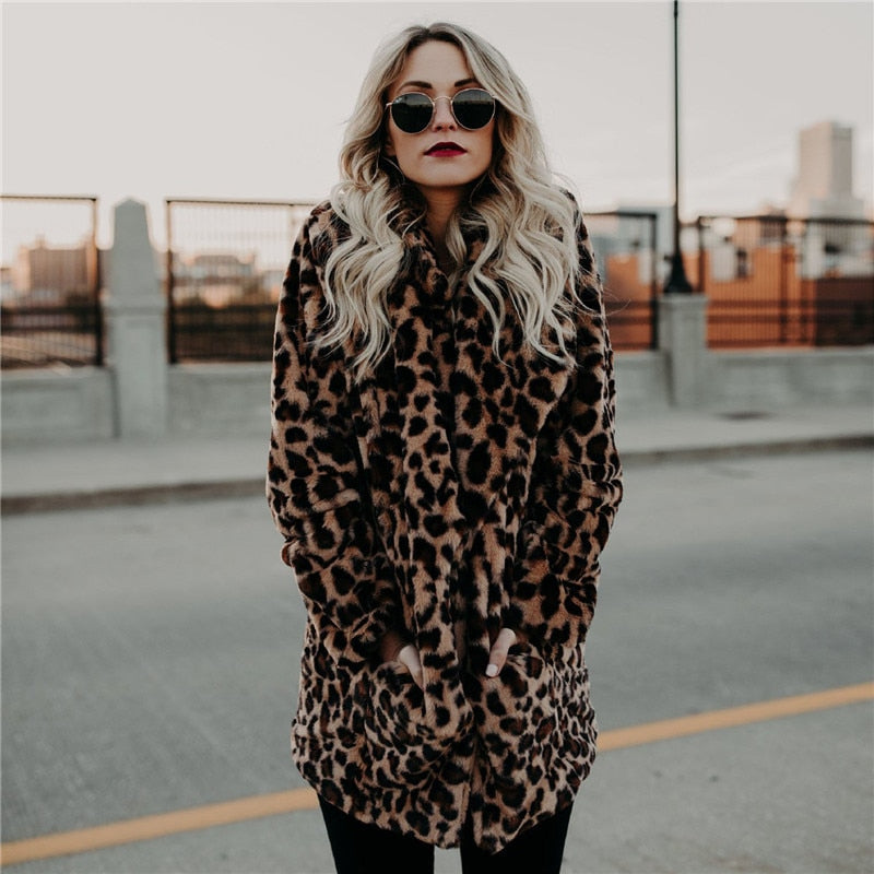 Luvo | Women's Winter Coat – With Leopard Print and Long Sleeves