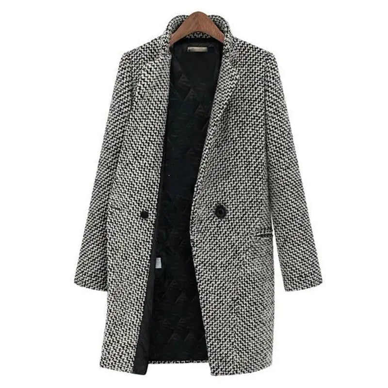 Luvo | Manteau pour Femme – Mélange de Laine à Motif Pied-de-Poule