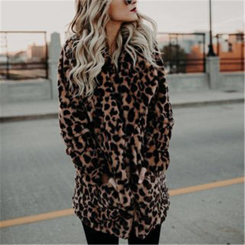 Luvo | Women's Winter Coat – With Leopard Print and Long Sleeves