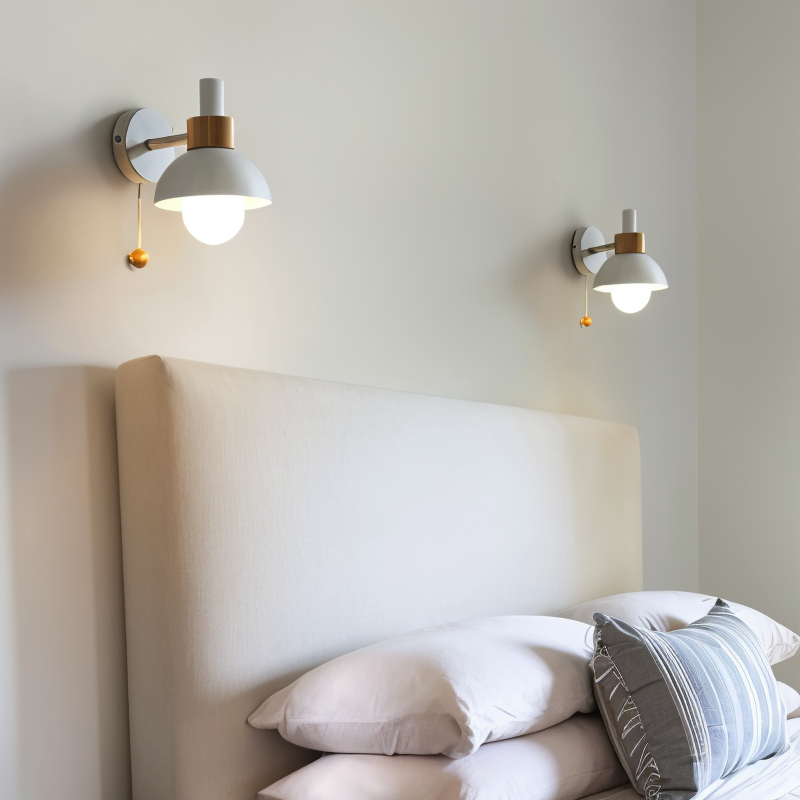 Luvo | Applique Murale PastelPop – Métal & Bois avec Interrupteur à Cordon