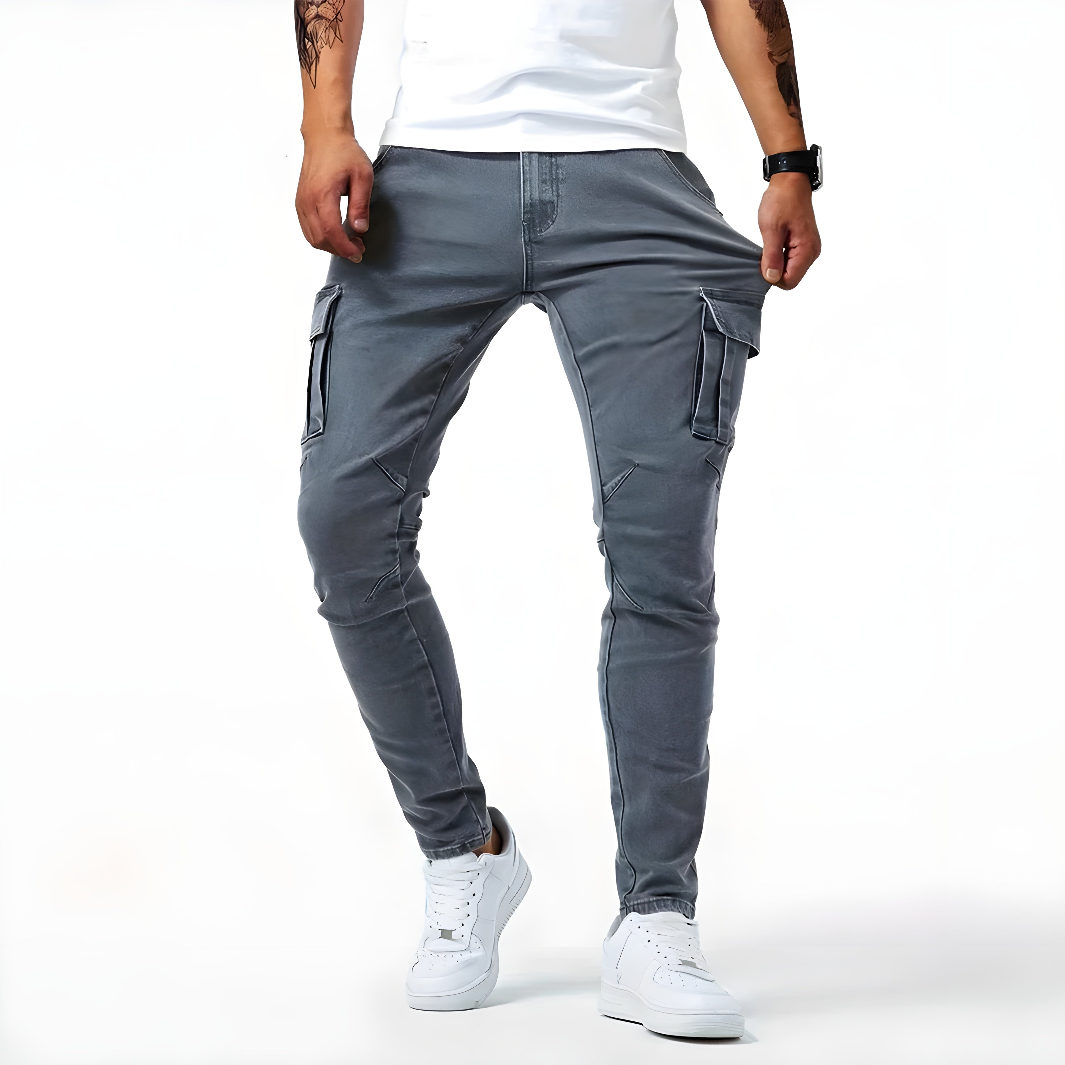Luvo | Pantalons Cargo en Denim Élastique