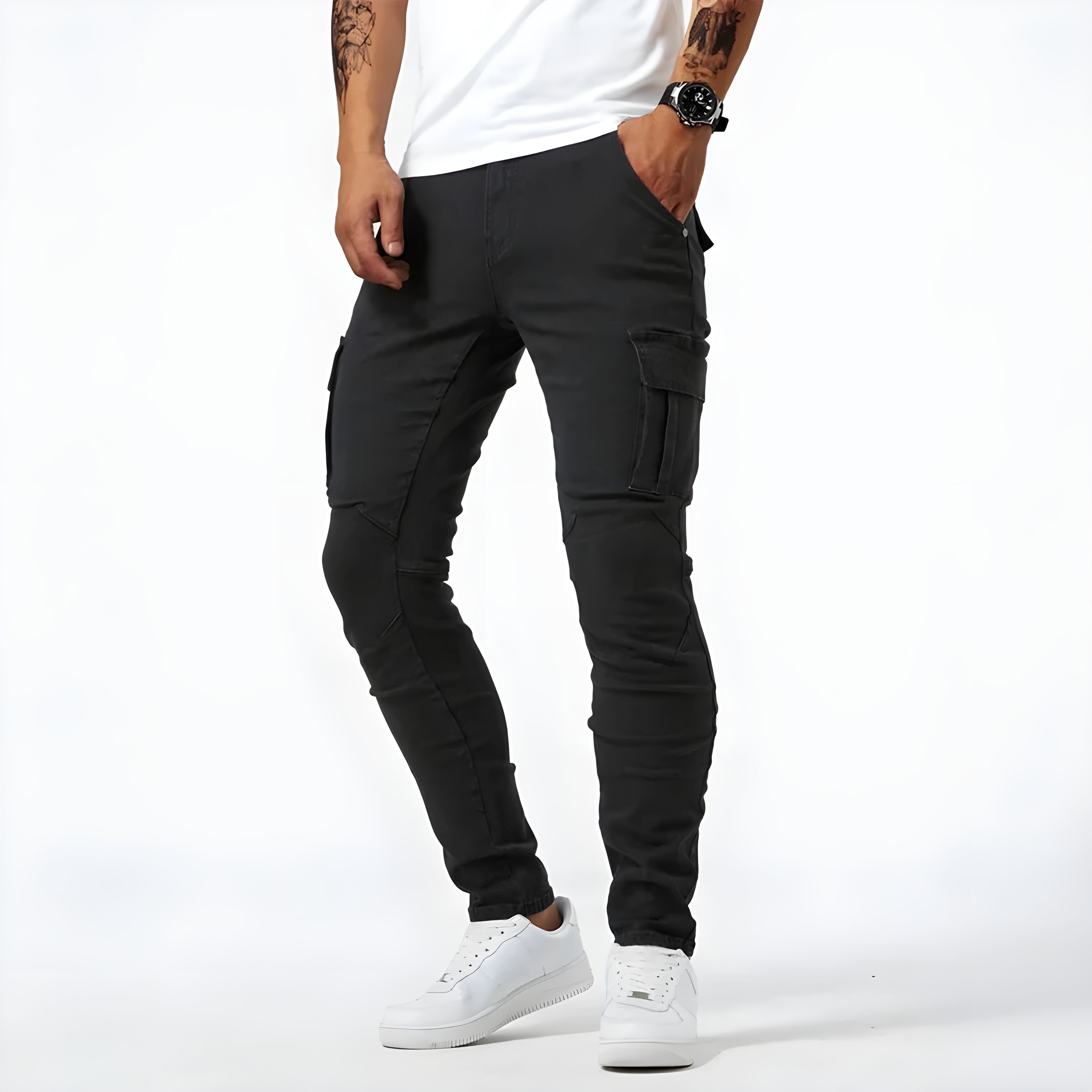 Luvo | Pantalons Cargo en Denim Élastique