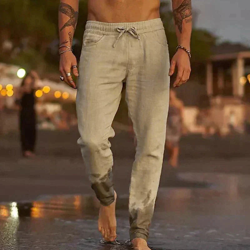 Luvo | Pantalon en Lin Décontracté pour Homme – Parfait pour les Journées Chaudes