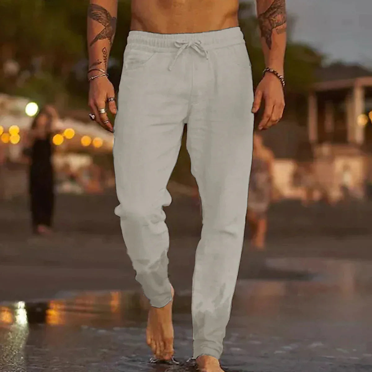 Luvo | Pantalon en Lin Décontracté pour Homme – Parfait pour les Journées Chaudes