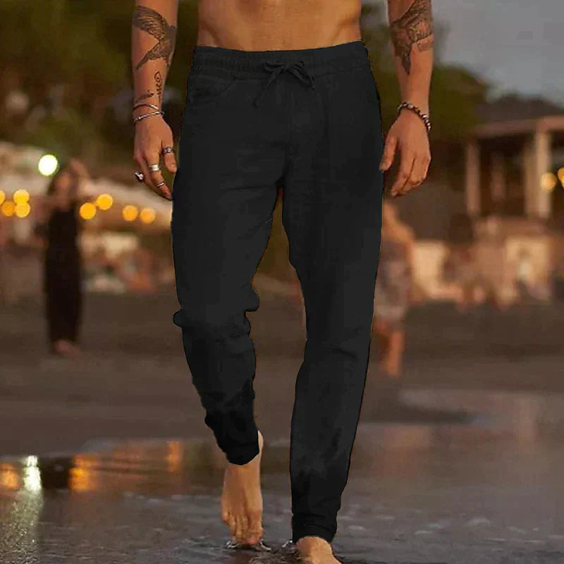 Luvo | Pantalon en Lin Décontracté pour Homme – Parfait pour les Journées Chaudes
