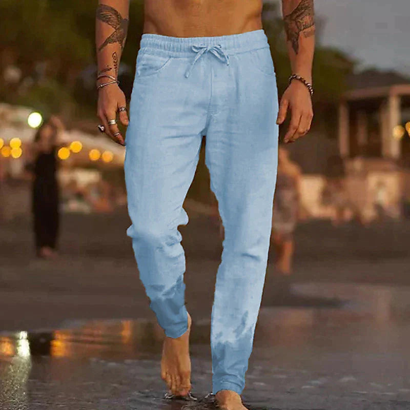 Luvo | Pantalon en Lin Décontracté pour Homme – Parfait pour les Journées Chaudes