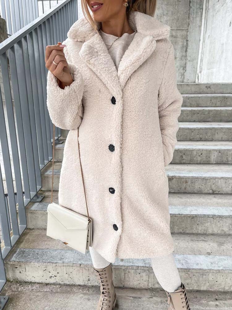 Luvo | Manteau Teddy pour Femme - Long Manteau Chaud en Matière Douce