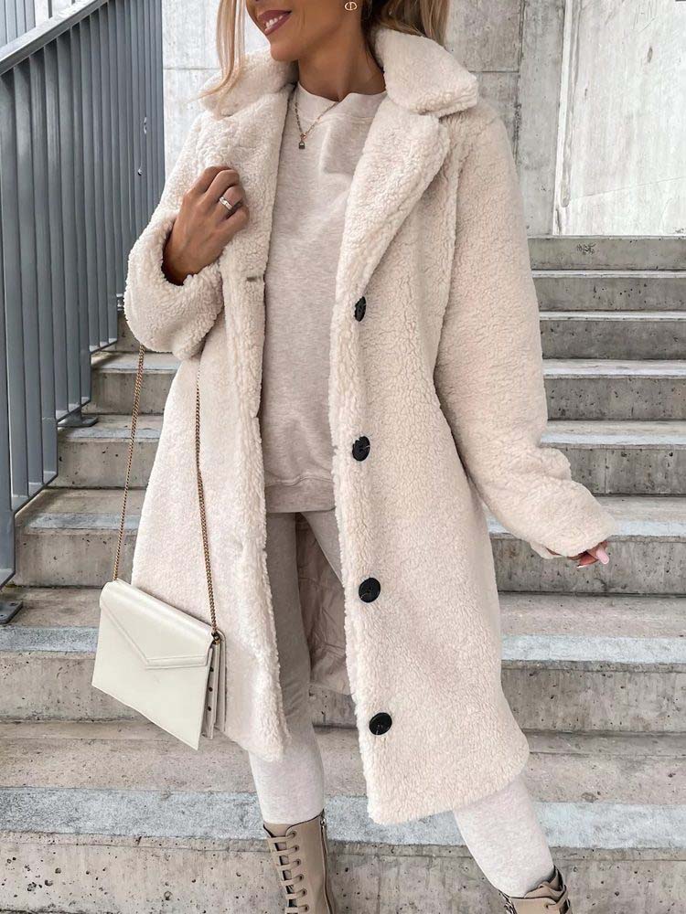 Luvo | Manteau Teddy pour Femme - Long Manteau Chaud en Matière Douce