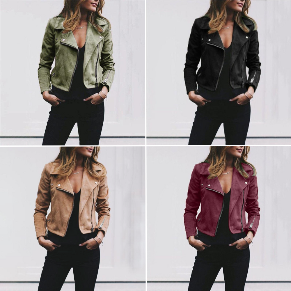 Luvo | Veste Biker en Daim pour Femme – Avec Fermeture Éclair