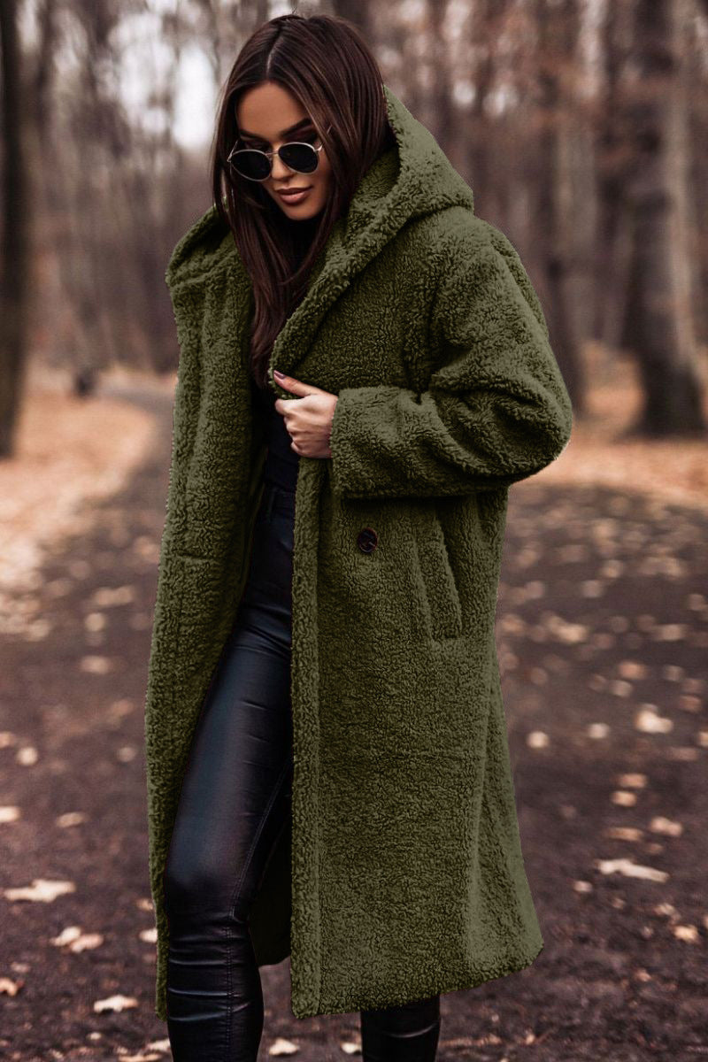 Luvo | Manteau Long en Teddy pour Femme avec Capuche