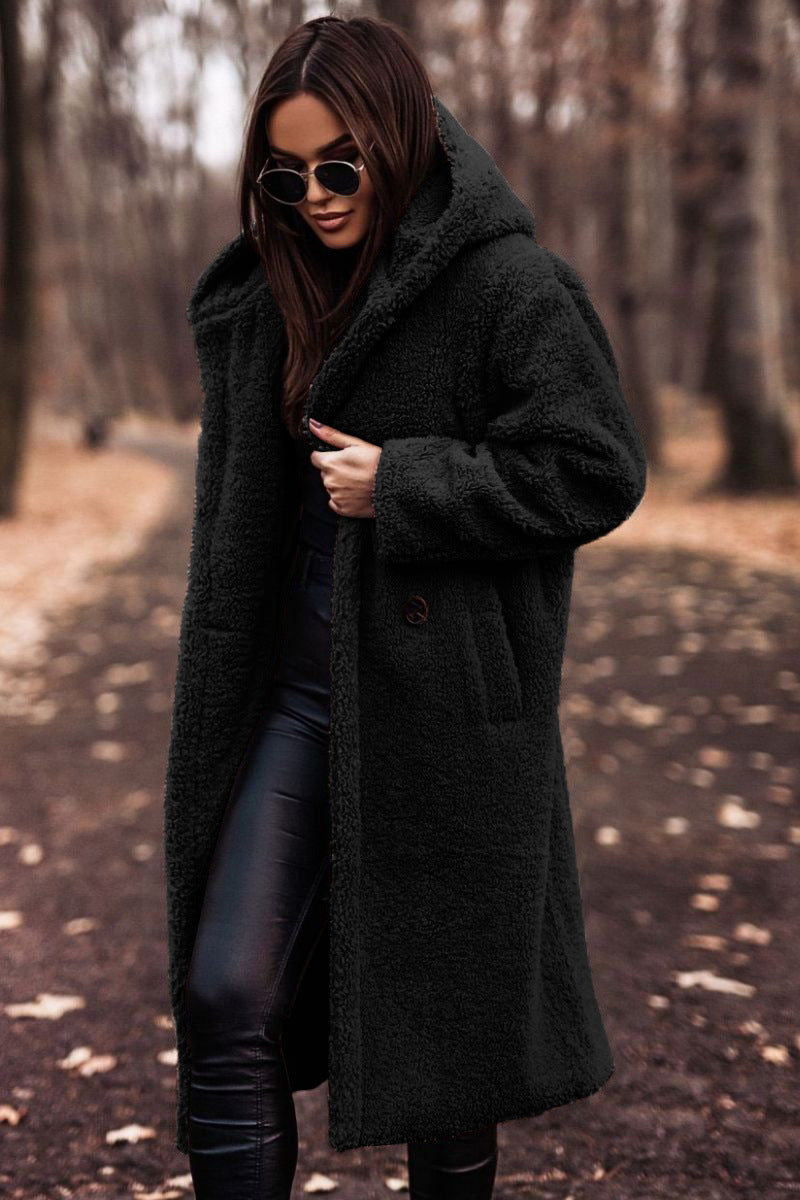Luvo | Manteau Long en Teddy pour Femme avec Capuche