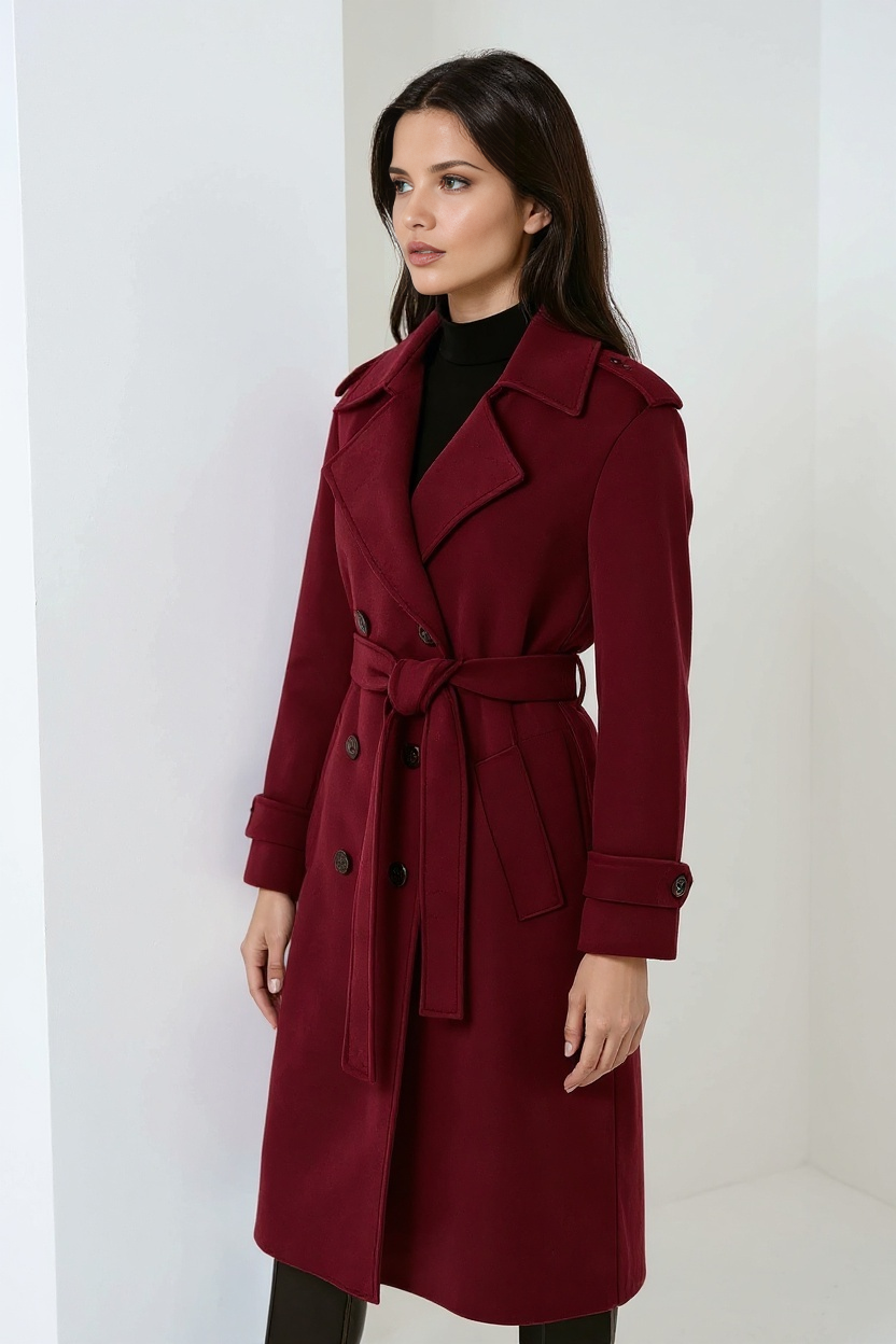 Luvo | Manteau d’Hiver Bordeaux Femme – Long et Chaud