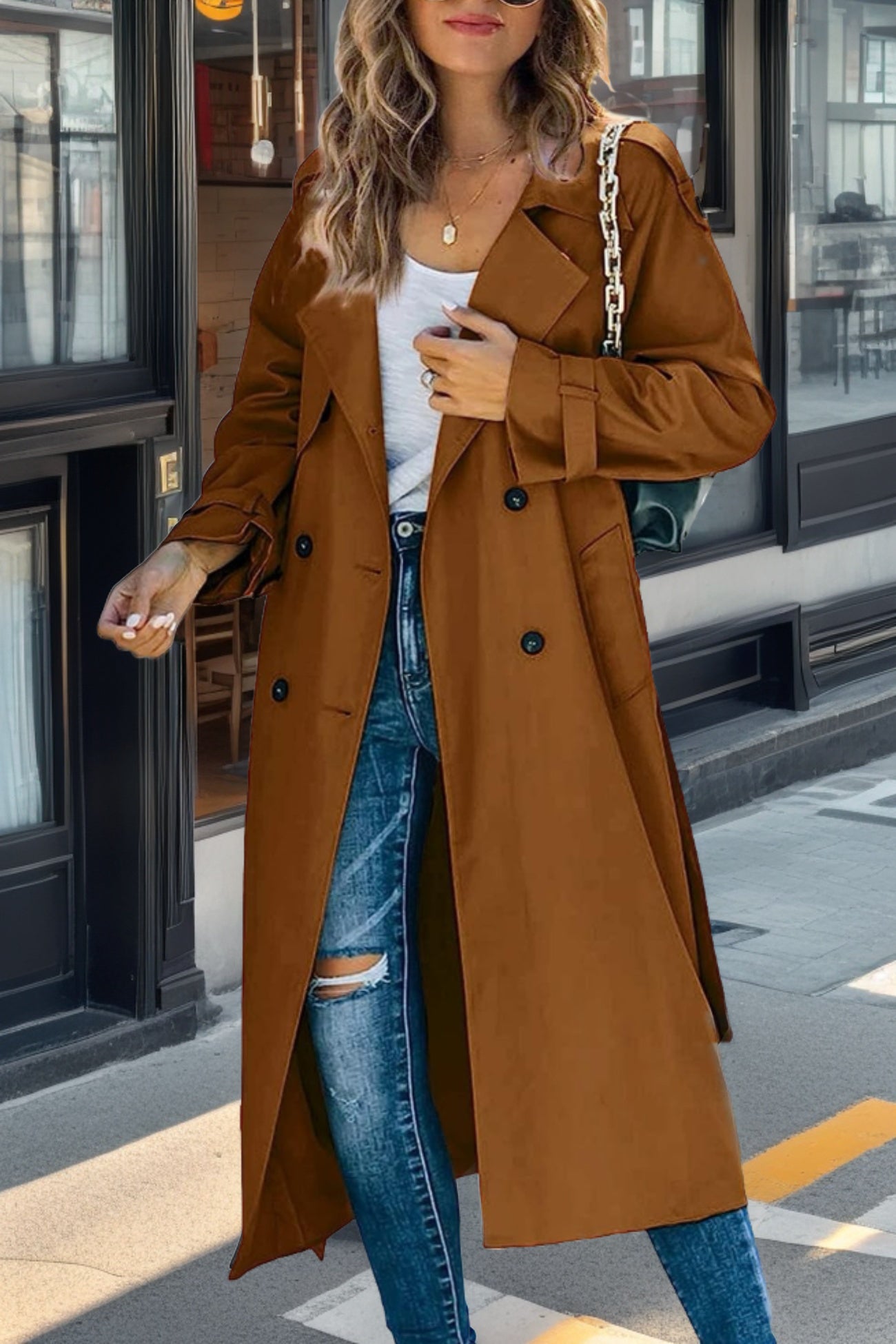 Luvo | Trench-coat long pour femme à double boutonnage
