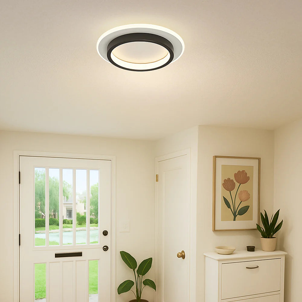 Luvo | Round Ceiling Light – Metal and Acrylic Ring Design