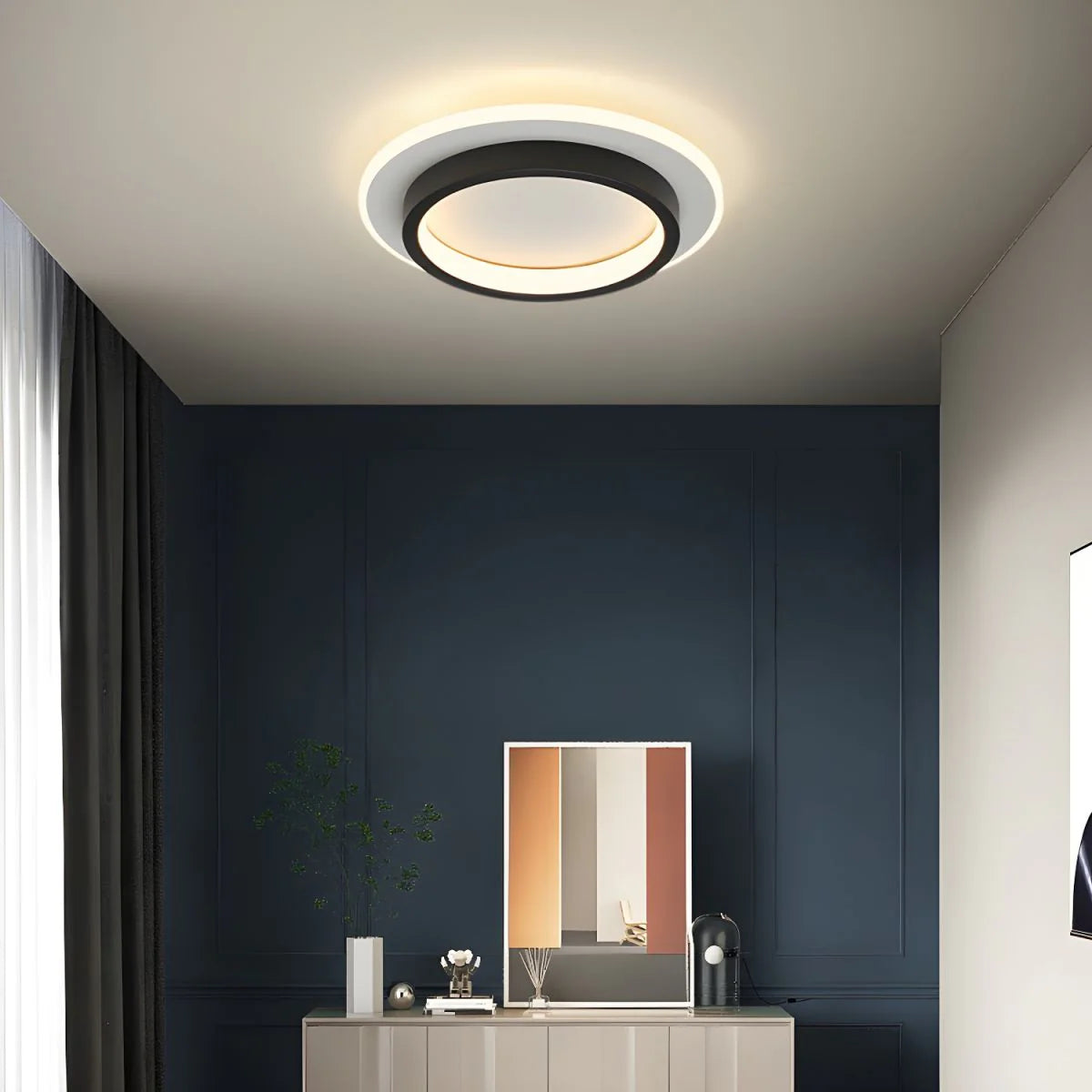 Luvo | Round Ceiling Light – Metal and Acrylic Ring Design