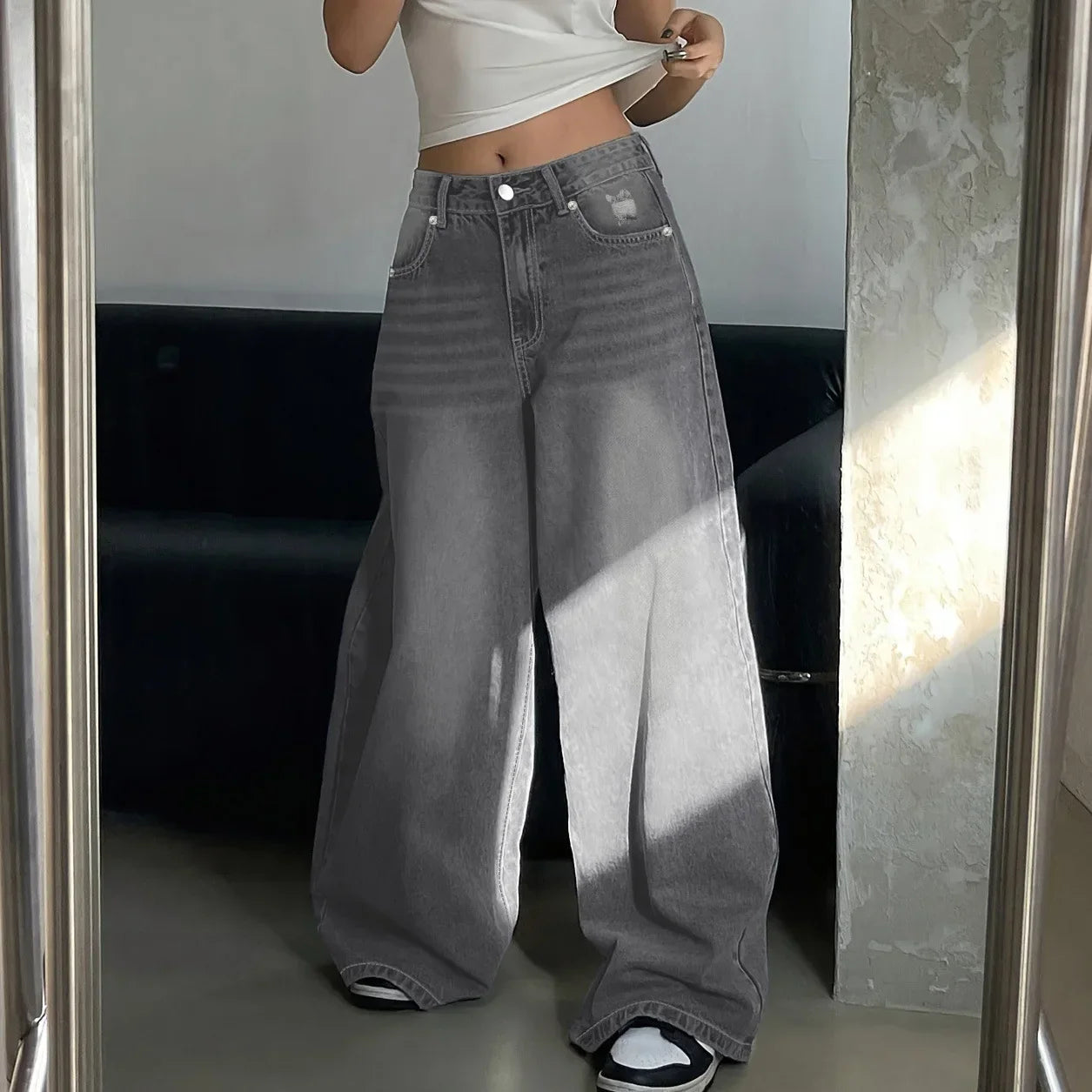 Luvo | Jean Baggy à Jambes Larges pour Femme - Décontracté