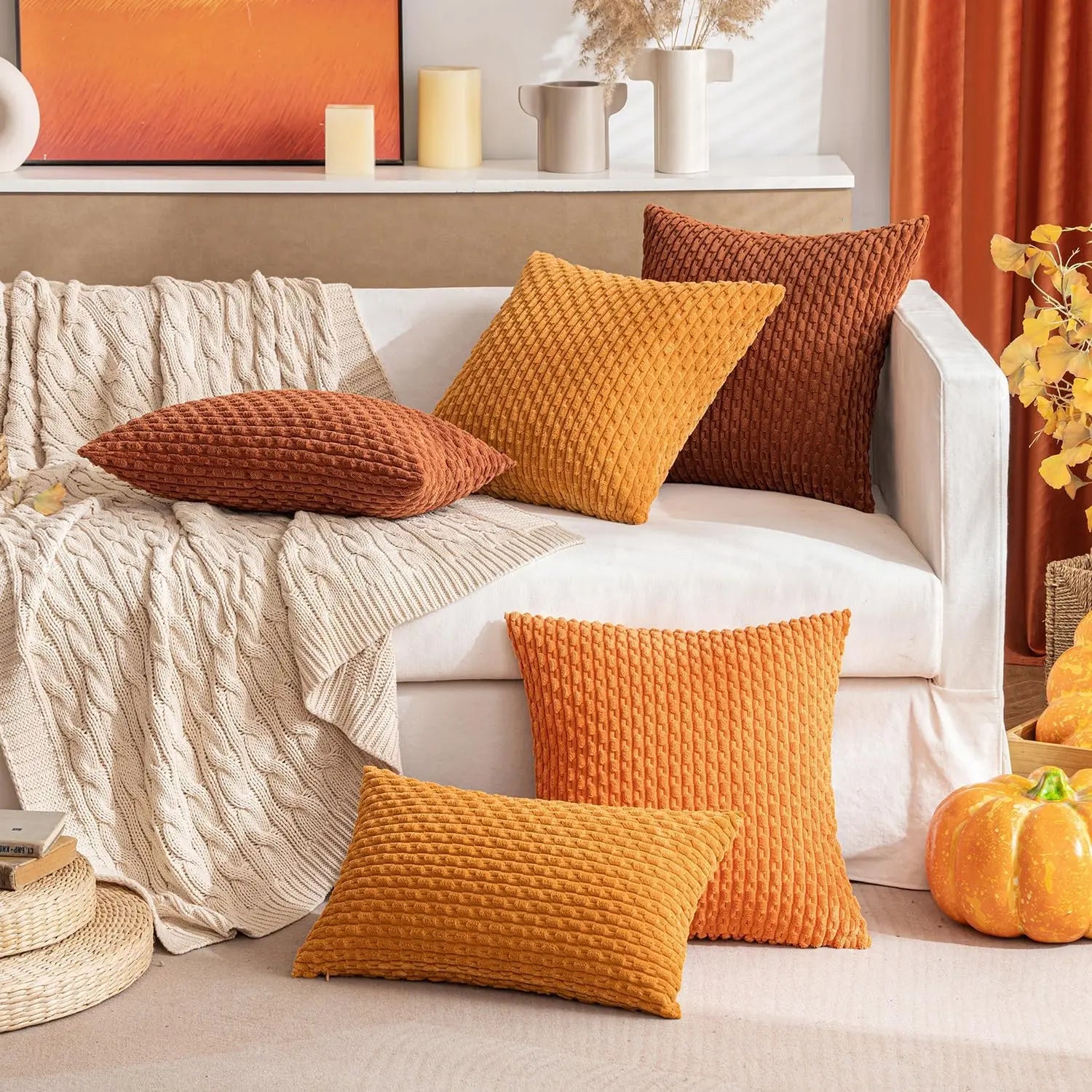 Luvo | Striped Corduroy Decorative Cushion – for Sofa and Bed