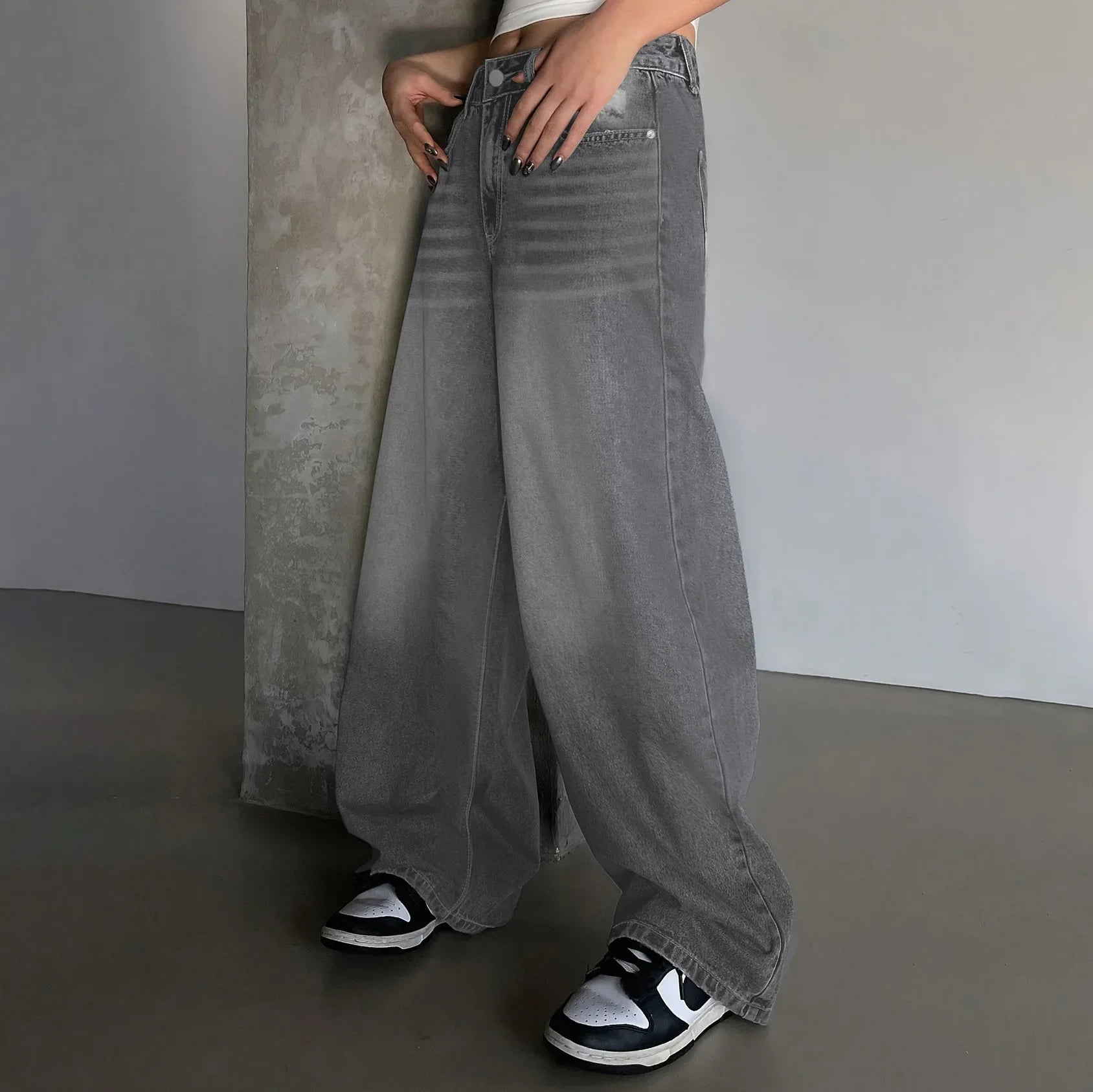 Luvo | Jean Baggy à Jambes Larges pour Femme - Décontracté