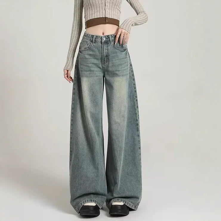 Luvo | Damen Stilvoll Baggy Jeans - Hohe Taille