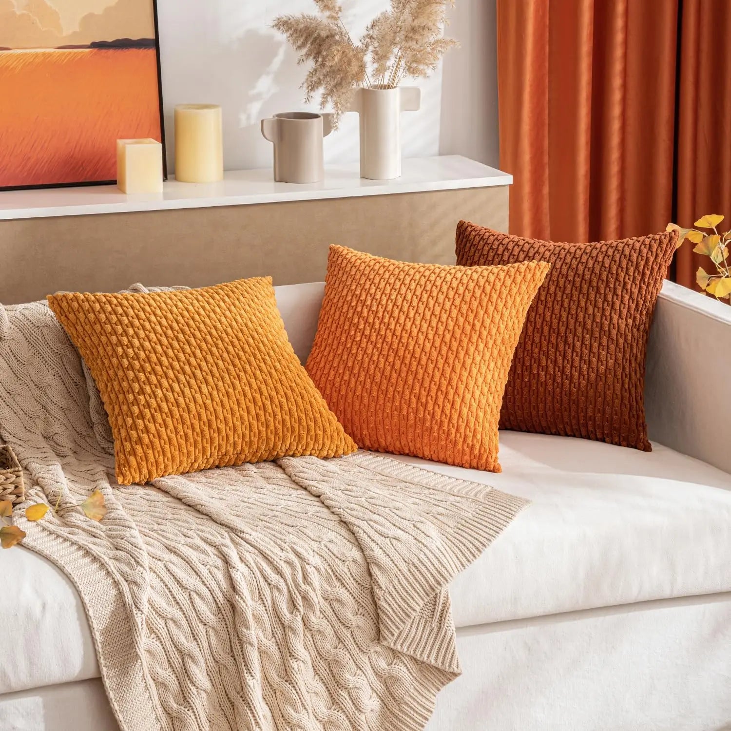 Luvo | Striped Corduroy Decorative Cushion – for Sofa and Bed