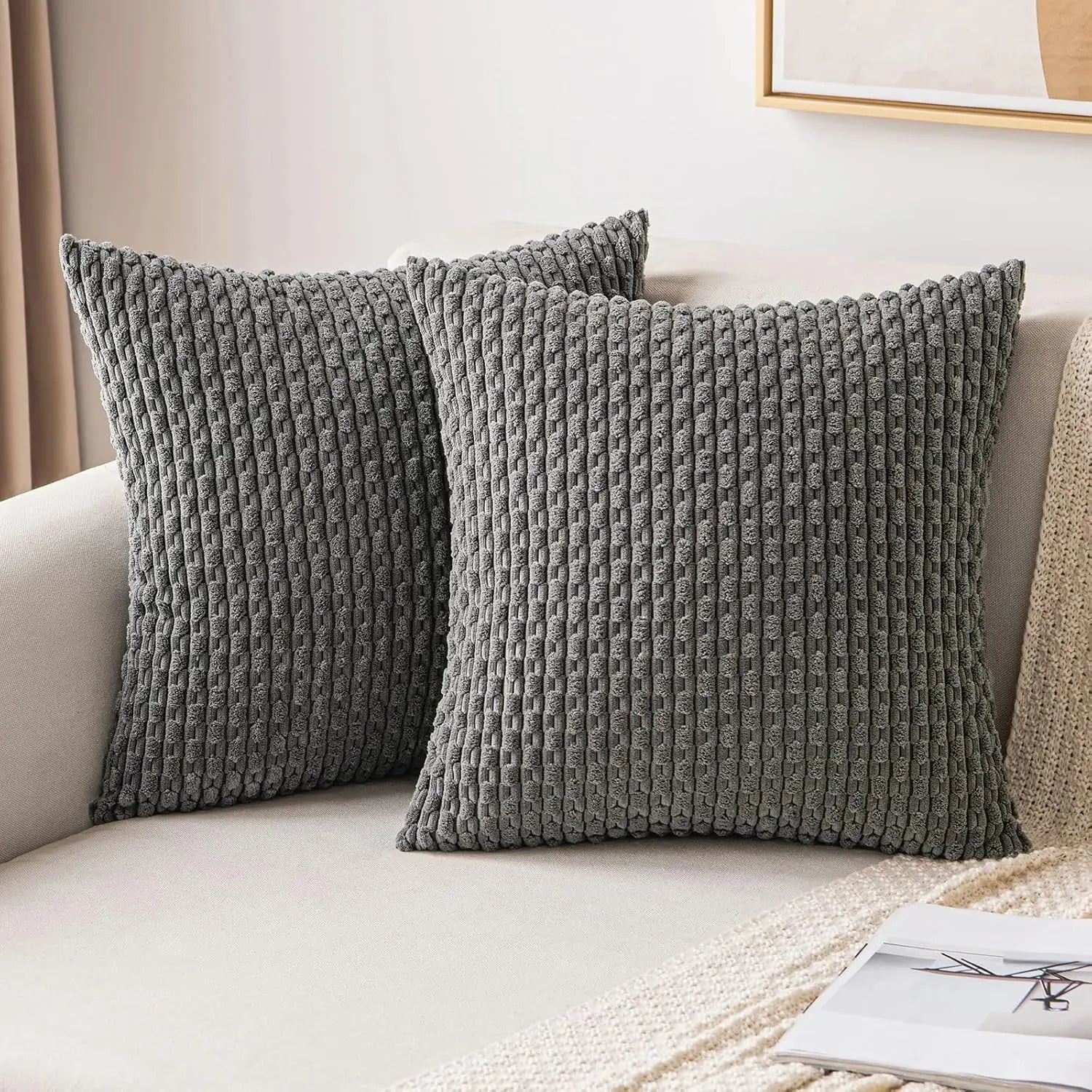 Luvo | Striped Corduroy Decorative Cushion – for Sofa and Bed